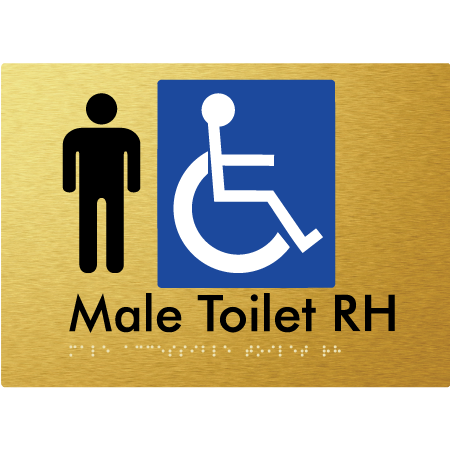 Braille Sign Male Accessible Toilet LH / RH - Braille Tactile Signs Aust. - BTS06RH-aliG - Custom Signs - Fast Shipping - High Quality - Australian Made &amp; Owned
