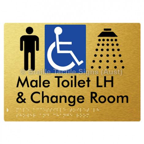 Male Accessible Toilet LH Shower & Change Room - Braille Tactile Signs (Aust) - BTS291LH-aliG - Fully Custom Signs - Fast Shipping - High Quality