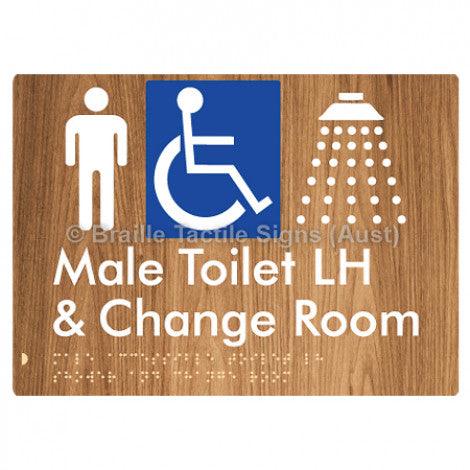 Male Accessible Toilet LH Shower & Change Room - Braille Tactile Signs (Aust) - BTS291LH-wdg - Fully Custom Signs - Fast Shipping - High Quality