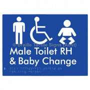 Male Accessible Toilet RH & Baby Change - Braille Tactile Signs (Aust) - BTS373RH-blu - Fully Custom Signs - Fast Shipping - High Quality
