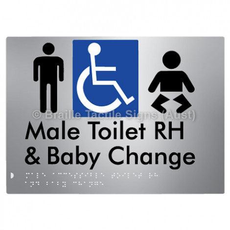 Male Accessible Toilet RH & Baby Change - Braille Tactile Signs (Aust) - BTS373RH-aliS - Fully Custom Signs - Fast Shipping - High Quality