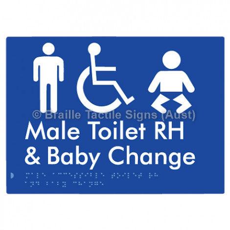 Male Accessible Toilet RH & Baby Change - Braille Tactile Signs (Aust) - BTS373RH-blu - Fully Custom Signs - Fast Shipping - High Quality