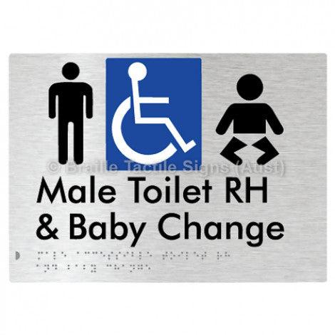 Male Accessible Toilet RH & Baby Change - Braille Tactile Signs (Aust) - BTS373RH-aliB - Fully Custom Signs - Fast Shipping - High Quality