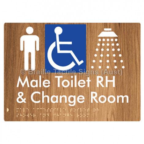 Male Accessible Toilet RH Shower & Change Room - Braille Tactile Signs (Aust) - BTS291RH-wdg - Fully Custom Signs - Fast Shipping - High Quality