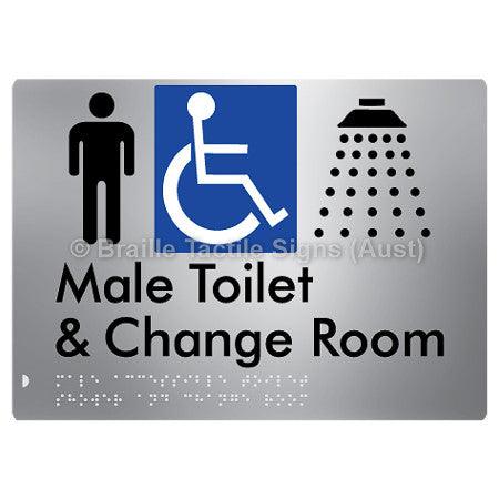 Male Accessible Toilet Shower & Change Room - Braille Tactile Signs (Aust) - BTS291-aliS - Fully Custom Signs - Fast Shipping - High Quality