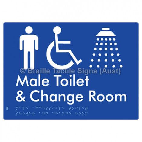 Male Accessible Toilet Shower & Change Room - Braille Tactile Signs (Aust) - BTS291-blu - Fully Custom Signs - Fast Shipping - High Quality
