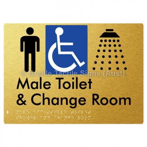 Male Accessible Toilet Shower & Change Room - Braille Tactile Signs (Aust) - BTS291-aliG - Fully Custom Signs - Fast Shipping - High Quality