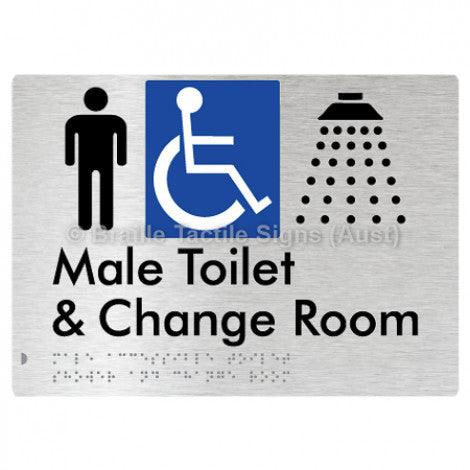 Male Accessible Toilet Shower & Change Room - Braille Tactile Signs (Aust) - BTS291-aliB - Fully Custom Signs - Fast Shipping - High Quality