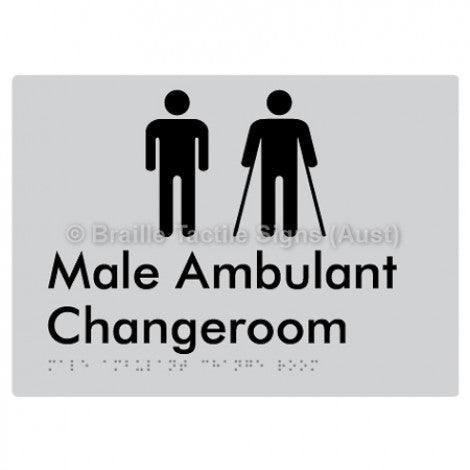 Male Ambulant Changeroom - Braille Tactile Signs (Aust) - BTS314-slv - Fully Custom Signs - Fast Shipping - High Quality