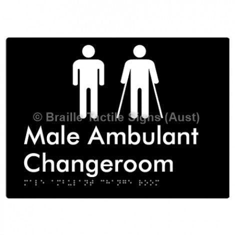 Male Ambulant Changeroom - Braille Tactile Signs (Aust) - BTS314-blk - Fully Custom Signs - Fast Shipping - High Quality