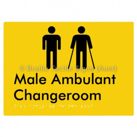 Male Ambulant Changeroom - Braille Tactile Signs (Aust) - BTS314-yel - Fully Custom Signs - Fast Shipping - High Quality