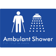 Braille Sign Male Ambulant Shower - Braille Tactile Signs Aust. - BTS234-blu - Custom Signs - Fast Shipping - High Quality - Australian Made &amp; Owned