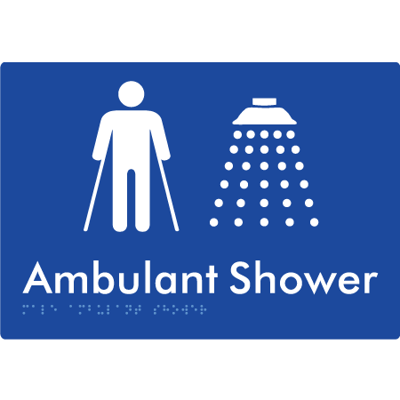 Braille Sign Male Ambulant Shower - Braille Tactile Signs Aust. - BTS234-blu - Custom Signs - Fast Shipping - High Quality - Australian Made &amp; Owned