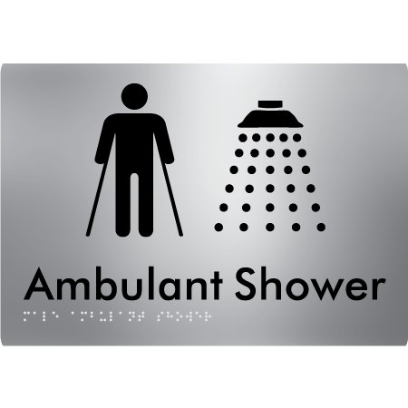 Braille Sign Male Ambulant Shower - Braille Tactile Signs Aust. - BTS234-aliS - Custom Signs - Fast Shipping - High Quality - Australian Made &amp; Owned