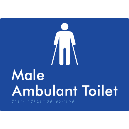 Braille Sign Male Ambulant Toilet - Braille Tactile Signs Aust. - BTS223n-blu - Custom Signs - Fast Shipping - High Quality - Australian Made &amp; Owned