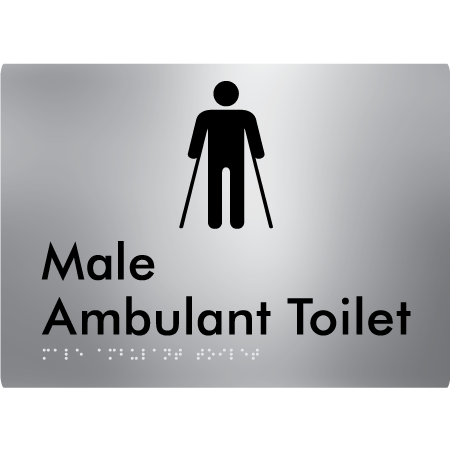 Braille Sign Male Ambulant Toilet - Braille Tactile Signs Aust. - BTS223n-aliS - Custom Signs - Fast Shipping - High Quality - Australian Made &amp; Owned