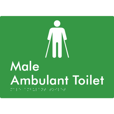 Braille Sign Male Ambulant Toilet - Braille Tactile Signs Aust. - BTS223n-grn - Custom Signs - Fast Shipping - High Quality - Australian Made &amp; Owned