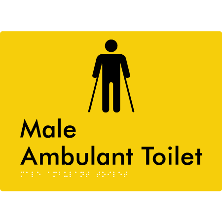 Braille Sign Male Ambulant Toilet - Braille Tactile Signs Aust. - BTS223n-yel - Custom Signs - Fast Shipping - High Quality - Australian Made &amp; Owned
