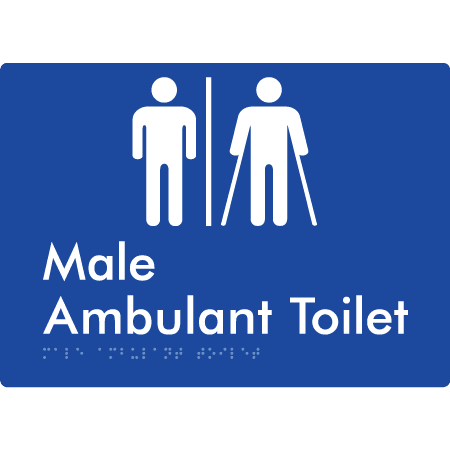 Braille Sign Male Ambulant Toilet with Air Lock - Braille Tactile Signs Aust. - BTS396-AL-blu - Custom Signs - Fast Shipping - High Quality - Australian Made &amp; Owned