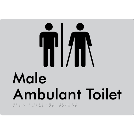 Braille Sign Male Ambulant Toilet with Air Lock - Braille Tactile Signs Aust. - BTS396-AL-slv - Custom Signs - Fast Shipping - High Quality - Australian Made &amp; Owned