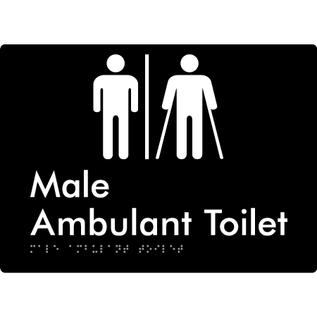 Braille Sign Male Ambulant Toilet with Air Lock - Braille Tactile Signs Aust. - BTS396-AL-blk - Custom Signs - Fast Shipping - High Quality - Australian Made &amp; Owned