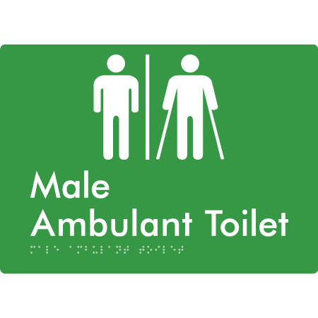 Braille Sign Male Ambulant Toilet with Air Lock - Braille Tactile Signs Aust. - BTS396-AL-grn - Custom Signs - Fast Shipping - High Quality - Australian Made &amp; Owned