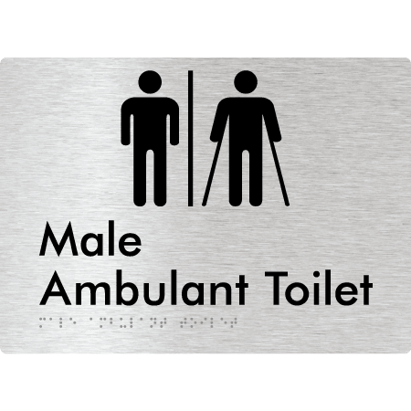 Braille Sign Male Ambulant Toilet with Air Lock - Braille Tactile Signs Aust. - BTS396-AL-aliB - Custom Signs - Fast Shipping - High Quality - Australian Made &amp; Owned