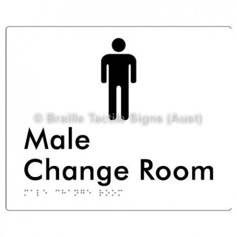 Male Change Room - Braille Tactile Signs (Aust) - BTS10n-wht - Fully Custom Signs - Fast Shipping - High Quality