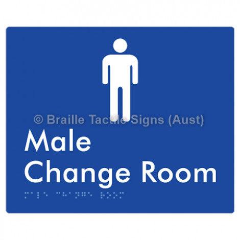 Male Change Room - Braille Tactile Signs (Aust) - BTS10n-blu - Fully Custom Signs - Fast Shipping - High Quality