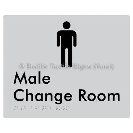 Male Change Room - Braille Tactile Signs (Aust) - BTS10n-slv - Fully Custom Signs - Fast Shipping - High Quality