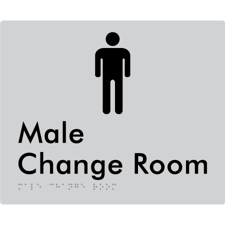 Braille Sign Male Change Room - Braille Tactile Signs Aust. - BTS10n-slv - Custom Signs - Fast Shipping - High Quality - Australian Made &amp; Owned