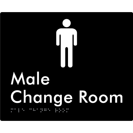 Braille Sign Male Change Room - Braille Tactile Signs Aust. - BTS10n-blk - Custom Signs - Fast Shipping - High Quality - Australian Made &amp; Owned