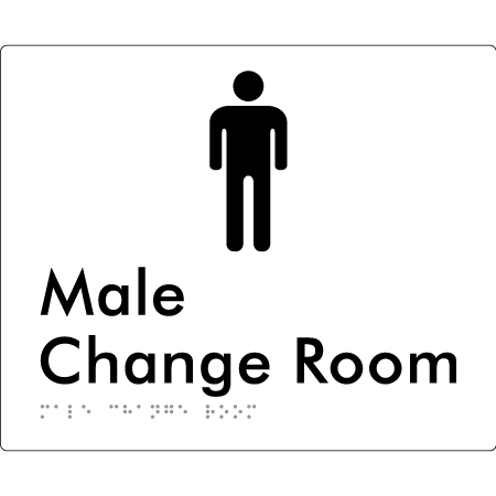 Braille Sign Male Change Room - Braille Tactile Signs Aust. - BTS10n-wht - Custom Signs - Fast Shipping - High Quality - Australian Made &amp; Owned
