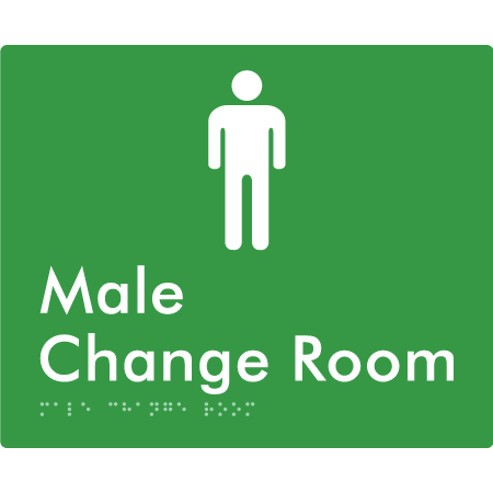 Braille Sign Male Change Room - Braille Tactile Signs Aust. - BTS10n-grn - Custom Signs - Fast Shipping - High Quality - Australian Made &amp; Owned