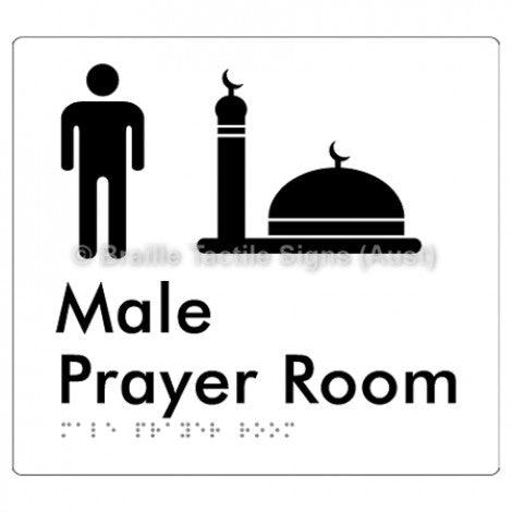 Male Prayer Room - Braille Tactile Signs (Aust) - BTS326-wht - Fully Custom Signs - Fast Shipping - High Quality