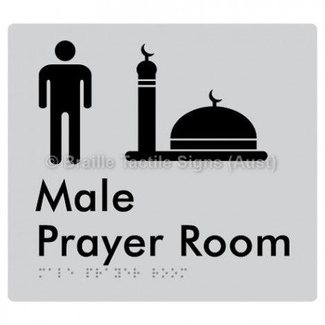 Male Prayer Room - Braille Tactile Signs (Aust) - BTS326-slv - Fully Custom Signs - Fast Shipping - High Quality