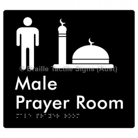 Male Prayer Room - Braille Tactile Signs (Aust) - BTS326-blk - Fully Custom Signs - Fast Shipping - High Quality