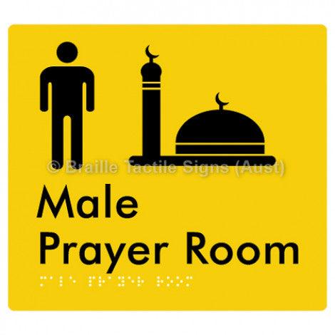 Male Prayer Room - Braille Tactile Signs (Aust) - BTS326-yel - Fully Custom Signs - Fast Shipping - High Quality