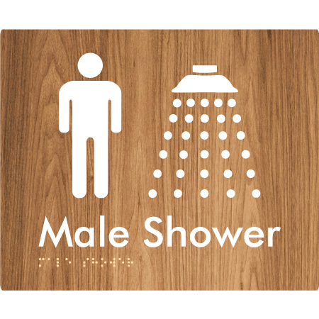 Braille Sign Male Shower - Braille Tactile Signs Aust. - BTS158n-wdg - Custom Signs - Fast Shipping - High Quality - Australian Made &amp; Owned