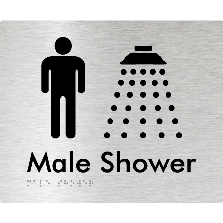 Braille Sign Male Shower - Braille Tactile Signs Aust. - BTS158n-aliB - Custom Signs - Fast Shipping - High Quality - Australian Made &amp; Owned