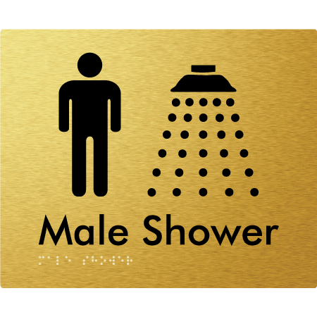 Braille Sign Male Shower - Braille Tactile Signs Aust. - BTS158n-aliG - Custom Signs - Fast Shipping - High Quality - Australian Made &amp; Owned