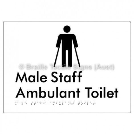 Male Staff Ambulant Toilet - Braille Tactile Signs (Aust) - BTS334-wht - Fully Custom Signs - Fast Shipping - High Quality