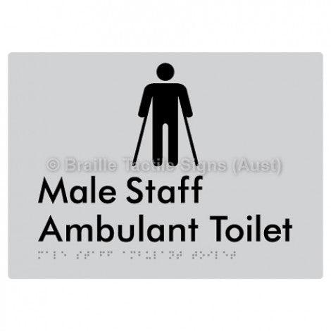 Male Staff Ambulant Toilet - Braille Tactile Signs (Aust) - BTS334-slv - Fully Custom Signs - Fast Shipping - High Quality