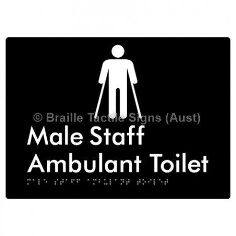 Male Staff Ambulant Toilet - Braille Tactile Signs (Aust) - BTS334-blk - Fully Custom Signs - Fast Shipping - High Quality