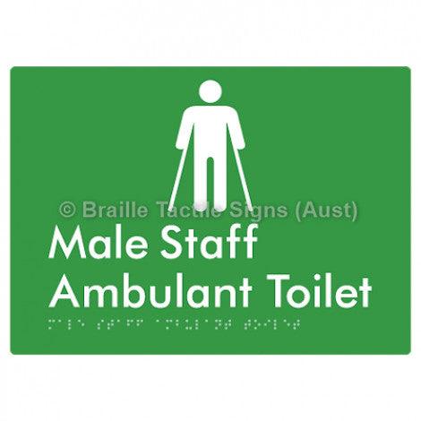Male Staff Ambulant Toilet - Braille Tactile Signs (Aust) - BTS334-grn - Fully Custom Signs - Fast Shipping - High Quality