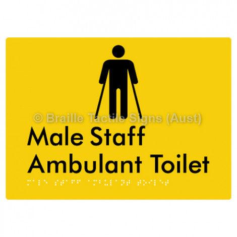 Male Staff Ambulant Toilet - Braille Tactile Signs (Aust) - BTS334-yel - Fully Custom Signs - Fast Shipping - High Quality