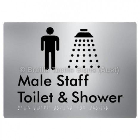 Male Staff Toilet and Shower - Braille Tactile Signs (Aust) - BTS347-blu - Fully Custom Signs - Fast Shipping - High Quality