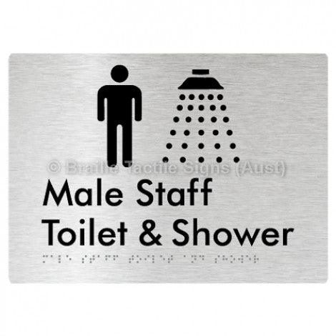 Male Staff Toilet and Shower - Braille Tactile Signs (Aust) - BTS347-aliB - Fully Custom Signs - Fast Shipping - High Quality