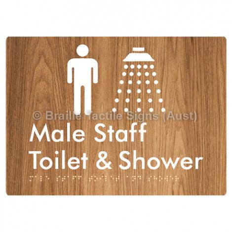 Male Staff Toilet and Shower - Braille Tactile Signs (Aust) - BTS347-wdg - Fully Custom Signs - Fast Shipping - High Quality