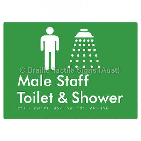 Male Staff Toilet and Shower - Braille Tactile Signs (Aust) - BTS347-blu - Fully Custom Signs - Fast Shipping - High Quality